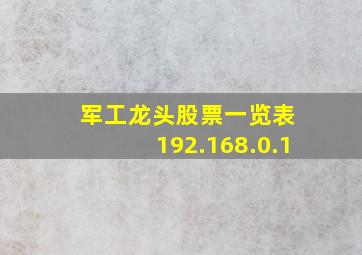 军工龙头股票一览表 192.168.0.1